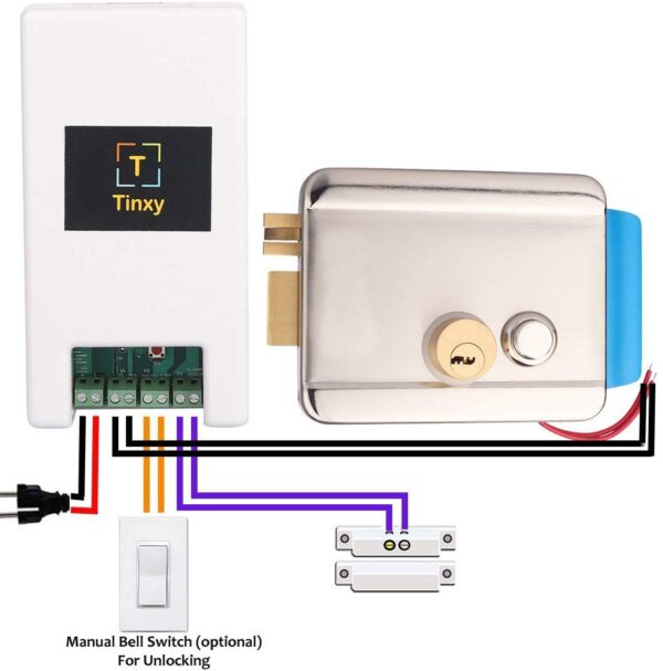 Tinxy Door Lock with WiFi Controller, Door Sensor and Remote Control (Works with Alexa & Google)