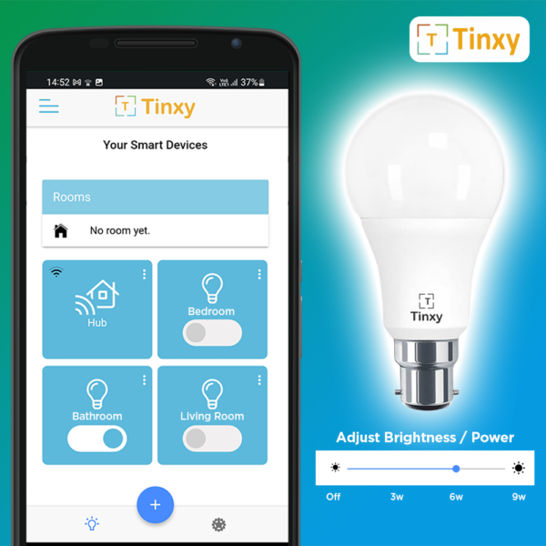 Tinxy EVA 9 Watts [Warm white] Dimmable Bulb (Works with Alexa & Google) - Hub Required