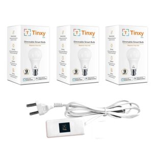 Tinxy EVA 9 Watts Dimmable Bulb [Pack of 3] Works with Alexa & Google/  Hub included