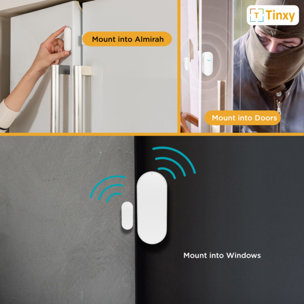 Tinxy EVA Door Sensor works with Tinxy Smart Switches (Works with Alexa & Google)